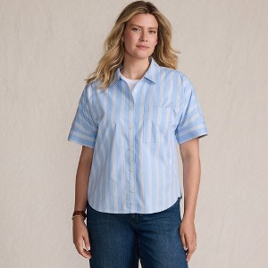 Lands' End Women's Cooling Elbow Sleeve Button Front Shirt - 1 of 4