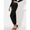 INSPIRE CHIC Women's Satin Drawstring Elastic High Waist Shiny Silky Cargo Pants - 3 of 4