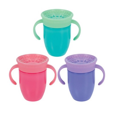 Nuby 7oz 2 Handle 360 Cup - Girl - 3pk