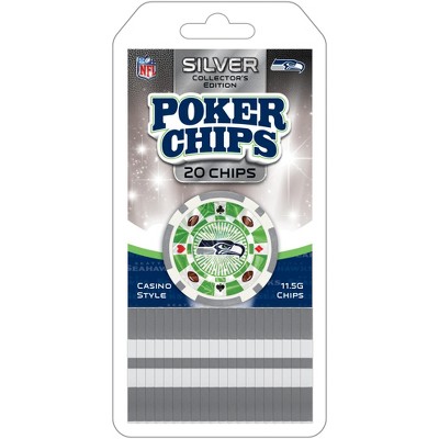 MasterPieces Casino Style 20 Piece 11.5 Gram Poker Chip Set NFL Seattle Seahawks Silver Edition