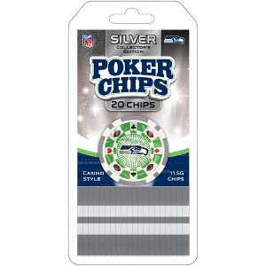 MasterPieces Casino Style 20 Piece 11.5 Gram Poker Chip Set NFL Seattle Seahawks Silver Edition - 1 of 3