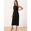 Allegra K Women's Sleeveless Halter Neck Belted A-Line Cocktail Pleated Maxi Sundresses - 3 of 4