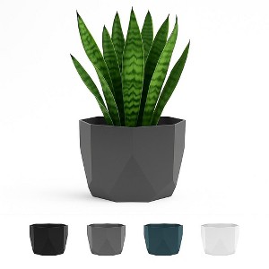Bloem Tuxton Geometric Resin Planter Pot with Optional Knock-Out Drainage - 1 of 4