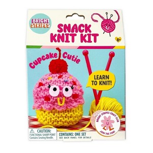 Bright Stripes Snack Knit Kit Cupcake Cutie, 8-Piece Set, Ages 8 and Up - 1 of 3