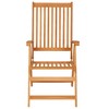 vidaXL Solid Teak Wood Patio Chairs Set with Adjustable Backrest and Green Cushions - Weather-Resistant and Foldable Outdoor Furniture - 3 of 4
