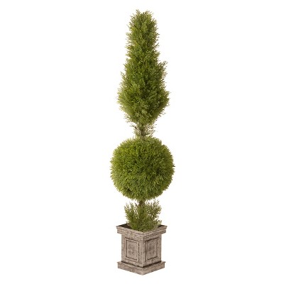 Juniper Cone and Ball Topiary with Square Pot (60")