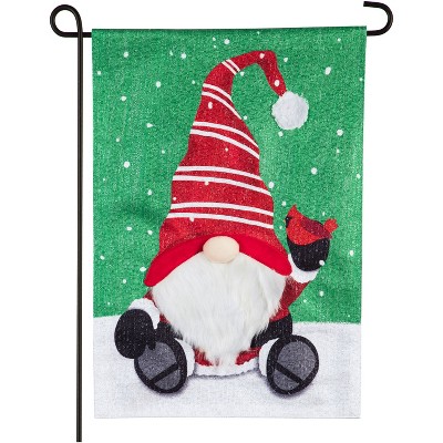 Evergreen Flag Santa Tomte Garden Shimmer Linen Flag