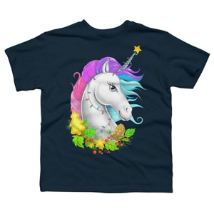 Boy's Design By Humans Christmas unicorn By NikKor T-Shirt - 1 of 3