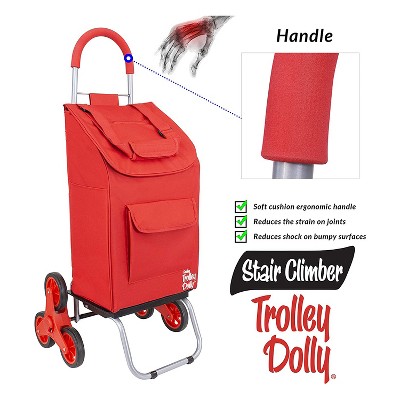 Photo 1 of dbest products Stair Climber Foldable Collapsible Grocery Shopping Cart Utility Wagon Trolley Dolly with 6 Wheels, Red