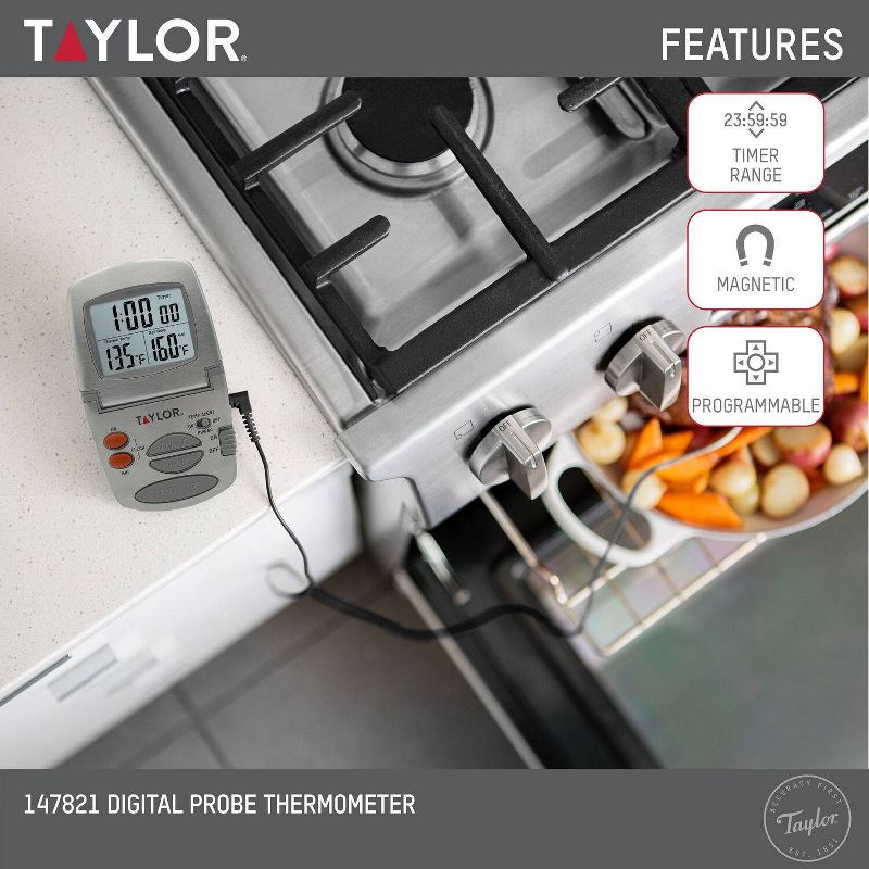 Taylor Programmable Stainless Steel Wire Probe Kitchen Meat Cooking Thermometer&#160;, 5 of 9