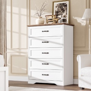 Garvee 5/6 Drawers Dresser for Bedroom,Chest of Drawers,Farmhouse Modern Wooden Dresser,Storage Organizer Dresser for Bedroom,Living Room,Kids Room - 1 of 4