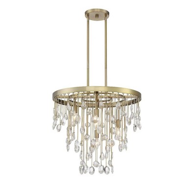Noble Brass and Crystal 4-Light Adjustable Chandelier