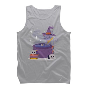 Men's Design By Humans Halloween Kitty Cauldron By machmigo Tank Top - 1 of 2
