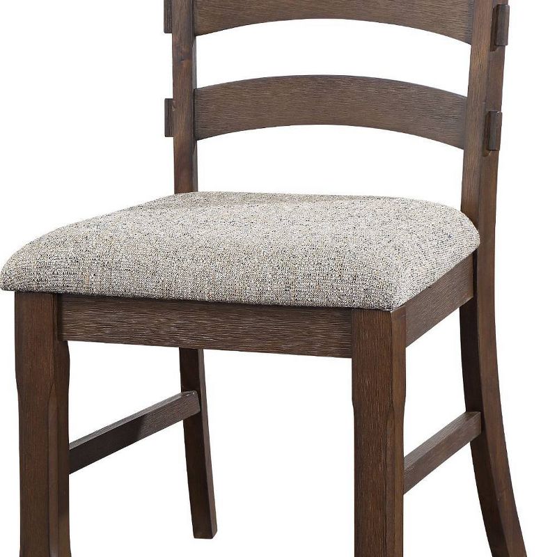 Pascaline 22&#34; Dining Chairs Gray Fabric, Rustic Brown and Oak - Acme Furniture, 5 of 7