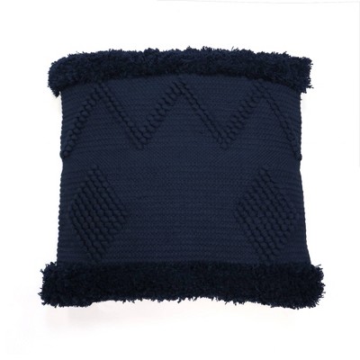 20"x20" Oversize Columns Square Throw Pillow Navy Blue - Lush Décor: Woven Tufted, Comfort Style