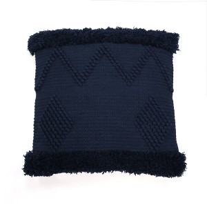 20"x20" Oversize Columns Square Throw Pillow Navy Blue - Lush Décor: Woven Tufted, Comfort Style - 1 of 2