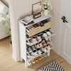 2-Drawer Shoe Cabinet - Farmhouse Fluted Design w/Metal Legs, Slim Entryway Organizer for Foyer/Hallway - 4 of 4