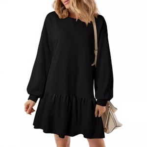 casual black dress amazon YESFASHION Womens Midi Balloon Long Sleeve Flowy Ruffle Hem Crewneck Loose Fit Dresses Fashion Daily Wear 2XL : Target Womens Sparkly Sequin Dress holiday bride Summer dress Select Loafer Size:46