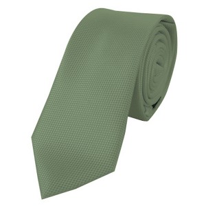 Men's Solid Color Microfiber Poly Woven Slim 2.25 Inch Wide And 57 Inch Long Necktie - 1 of 4