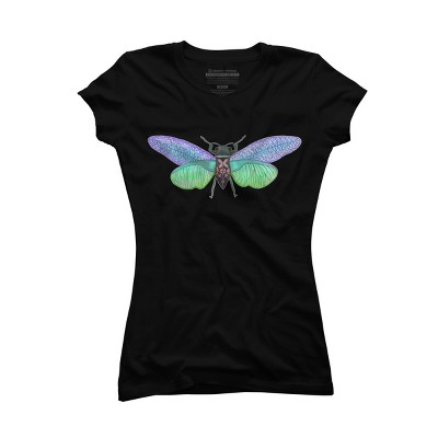 Junior's Design By Humans Botanical Watercolor Cicada By MisoKnotty T-Shirt