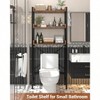 Over - Toilet Storage Rack 3 - Tier Bathroom Organizer Shelf Freestanding Space Saver Rustic Brown with 4 Hooks - 4 of 4