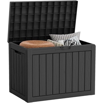 MaseiKar 45 Gallon Waterproof Deck Box, Lockable Resin Storage Box for Patio Furniture Cushions Garden Tools and Outdoor Delivery Storage