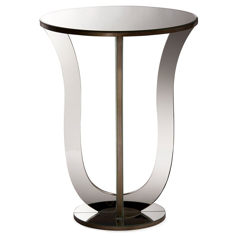 Kylie Modern and Contemporary Hollywood Regency Glamour Style Mirrored Accent Side Table - Silver - Baxton Studio, 3 of 5