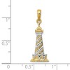 Black Bow Jewelry 14k Yellow Gold & White Rhodium Diagonal Stripe Lighthouse Pendant - 4 of 4