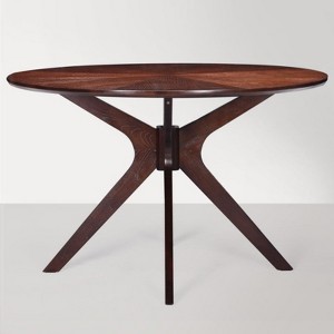 Bencmate Coffee Tables, Solid Round Coffee Table for 4 to 6 People with Intersecting Pedestal Base, Dining Table, Brown, 47.2"*47.2"*30.3" - 1 of 4