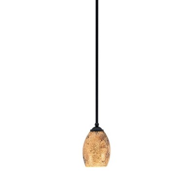 Toltec Lighting Zilo 1 - Light Pendant in  Matte Black with 5" Gold Fusion Shade