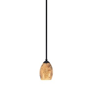 Toltec Lighting Zilo 1 - Light Pendant in  Matte Black with 5" Gold Fusion Shade - 1 of 1