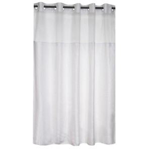 Hookless Herringbone Shower Curtain with Liner Bright White