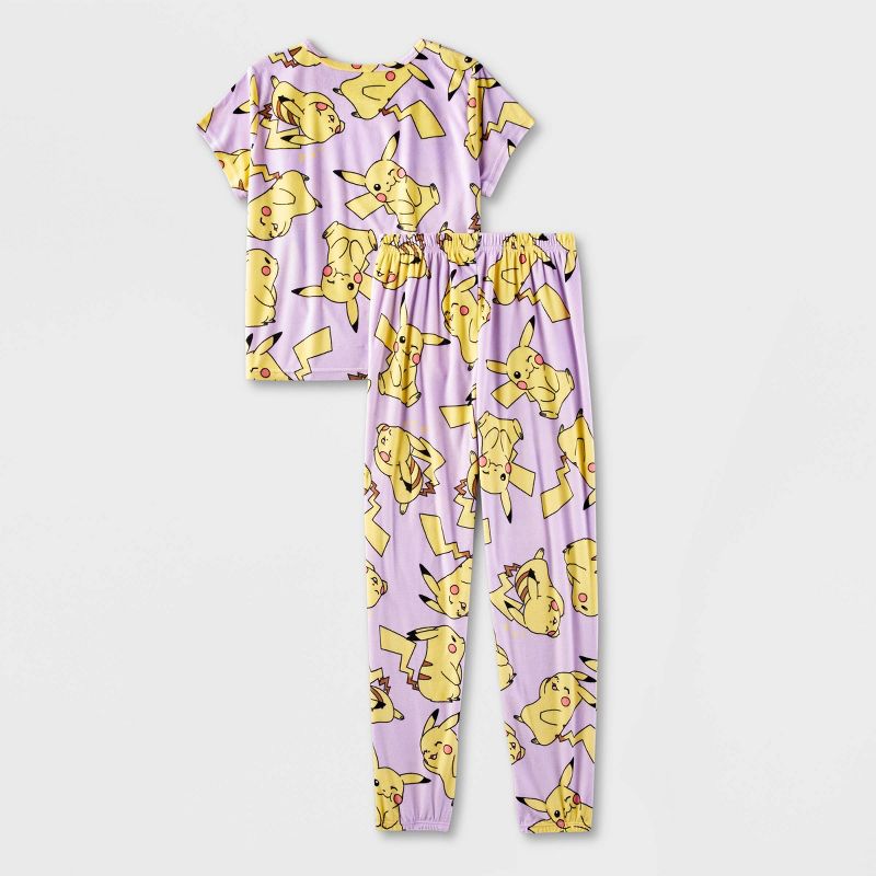 Girls&#39; Pokemon Pikachu 2pc Short Sleeve and Joggers Pajama Set - Gray, 2 of 4