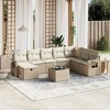 vidaXL 9 Piece Patio Sofa Set with Cushions Beige Poly Rattan - Beige and Cream Without Storage 9 Items - 2 of 4
