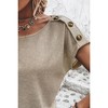 Amaryllis Women's Button Shoulder Short Sleeve Top Relaxed Fit Casual Tee Lightweight Versatile Everyday Essential - 3 of 4