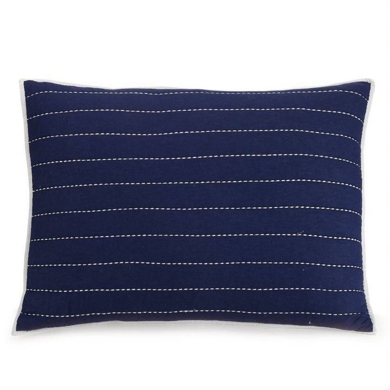 3pc King Block Stripe Quilt &#38; Sham Set Blue - Ampersand for Makers Collective, 4 of 7
