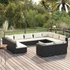 vidaXL Patio Lounge Set Outdoor Sectional Sofa Set Table Garden Poly Rattan - Black and Cream 4x Corner 7x Middle - 2 of 4