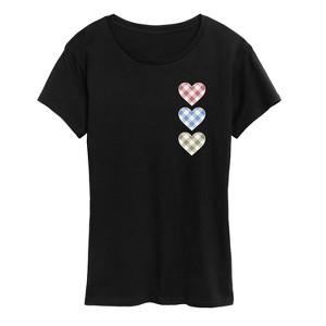 Women's - Instant Message - Gigham Hearts Short Sleeve Graphic T-Shirt - 1 of 4