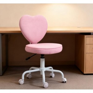 Racxily Pink Heart Office Chair, Adjustable Swivel Chair for Bedroom & Vanity, Cute Comfort Design - 1 of 4