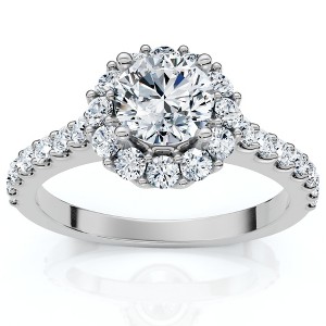 Pompeii3 1 3/8ct Halo Diamond Engagement Ring 14K White Gold - 1 of 4
