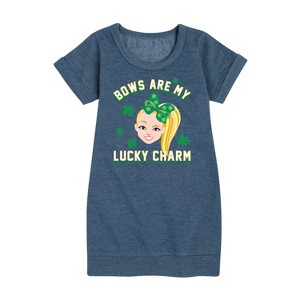 JoJo Siwa Lucky Charm Graphic Short Sleeve Fleece Dress - Heather Navy - 4T - 1 of 3