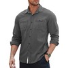 COOFANDY Mens Shirt Slim Fit Dress Solid Button Down Work Business with Pockets, 01-Wine Red, Medium, Long Sleeve - 3 of 4