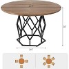 Round Table for 4 to 6 People, 120cm Dining Table with Metal Base in Diamond Shape, Round Farmhouse Wood Table for Kitchen, Living Room - 2 of 4