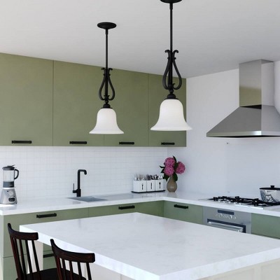 Monrovia Oil Rubbed Bronze Mini Pendant with Etched White Glass