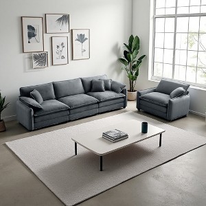 Mid-Century 2-Piece Sofa Set with Throw Pillows - 1 of 4