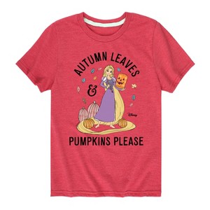 Girls' - Disney Princess - Autumn Leaves and Pumpkins Please Short Sleeve Graphic T-Shirt - 1 of 4