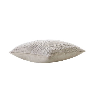 Ivory Cable Knit Cotton Square Throw Pillow 18" x 18"