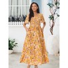 Seta T Women's Floral Short Flutter Sleeve V Neck Smocked High Waist Flowy Maxi Dress 2 Packs - 4 of 4