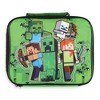 Minecraft Lunch Box Creeper Zombie Skeleton Steve Alex Textured Insulated Snack Tote Bag Multicolored - 2 of 4