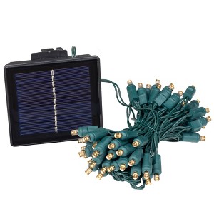 Novelty Lights 50 Light LED Solar Powered String Lights 3" Spacing Green Wire 22.5 Feet - 1 of 4
